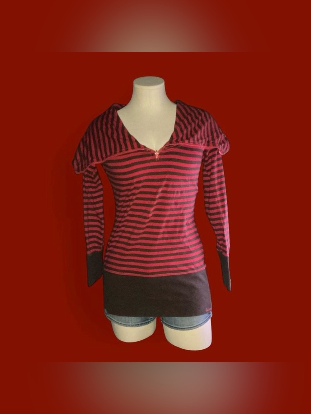 The North Face red and Brown Striped Long-Sleeve Tunic